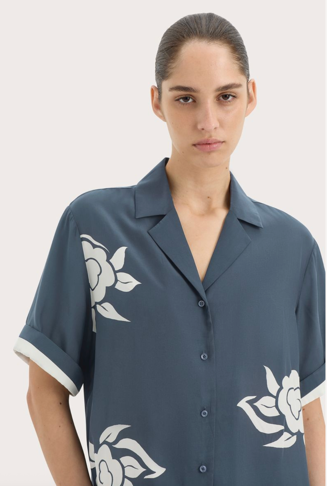 SIR. Lilou Short Sleeve Shirt - Liora Charcoal Blue