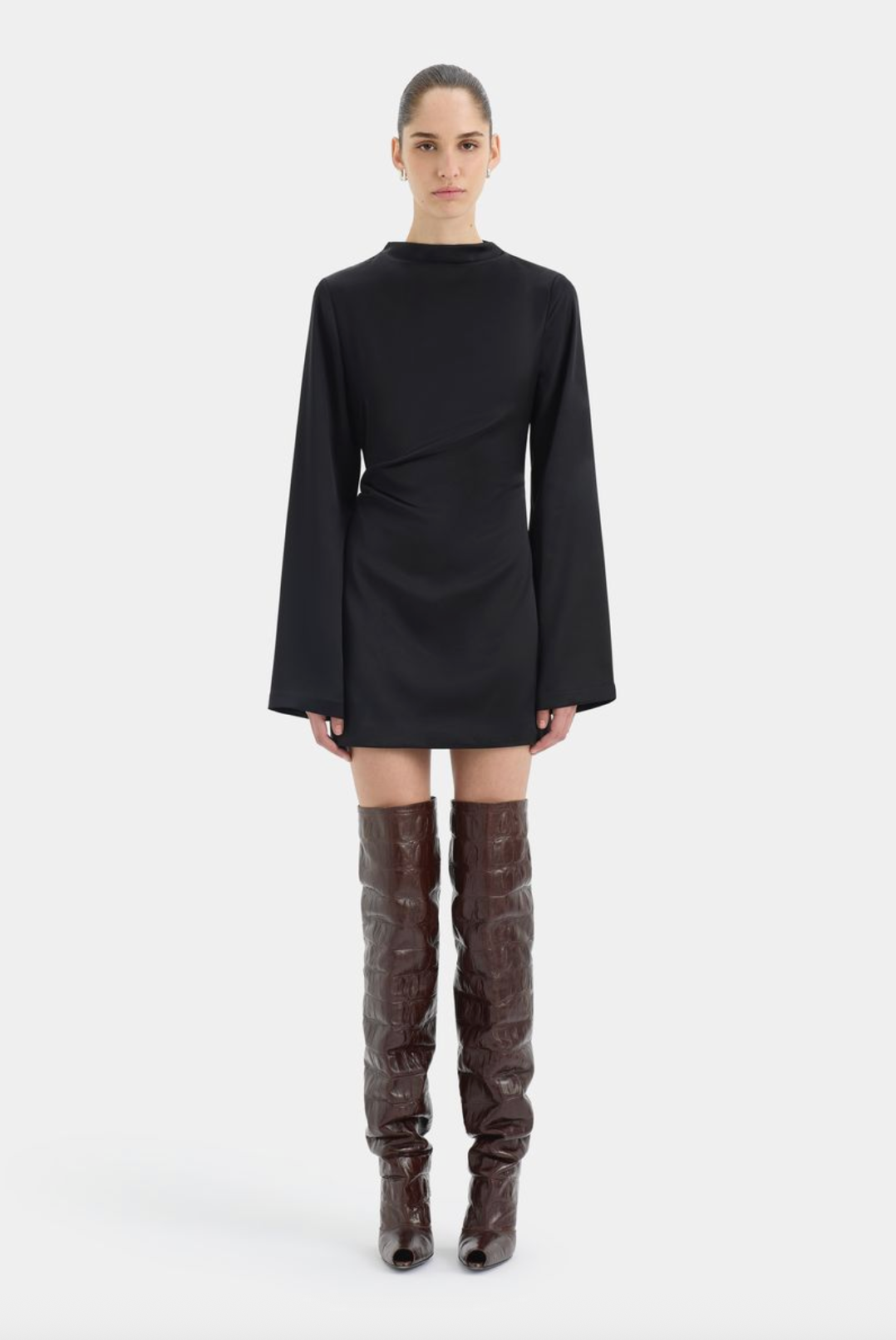 SIR. Yasmine Long Sleeve Mini Dress - Black