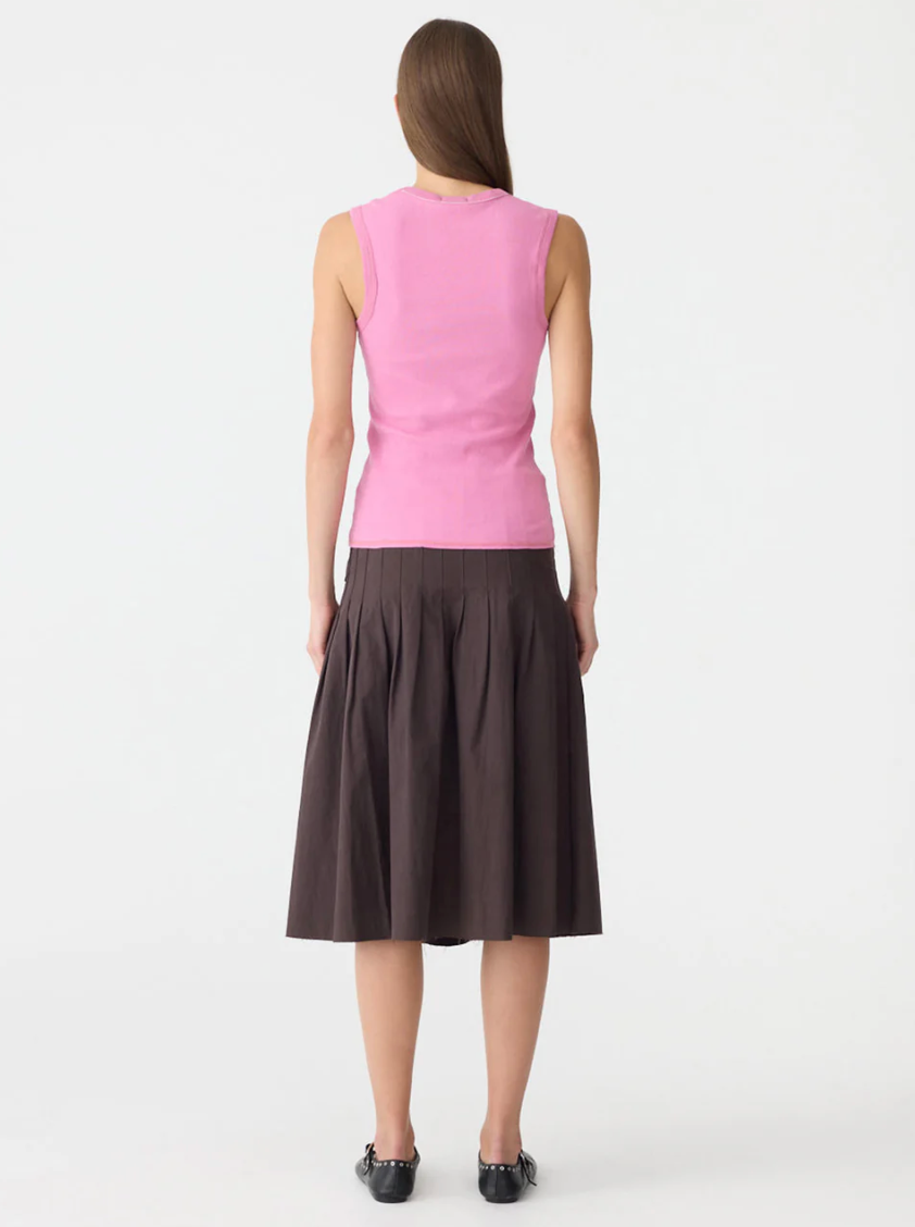 Bassike Low Scooped Rib Tank - Boysenberry