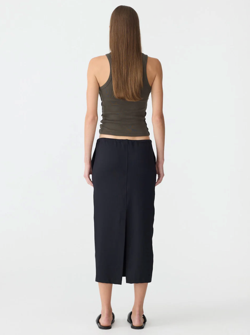 Bassike Stretch Twill Minimal Skirt - Black