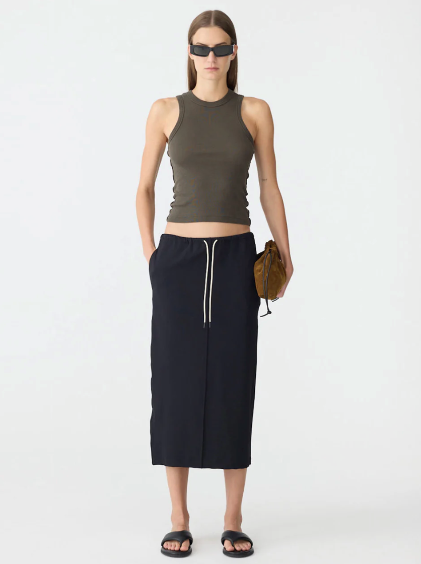 Bassike Stretch Twill Minimal Skirt - Black