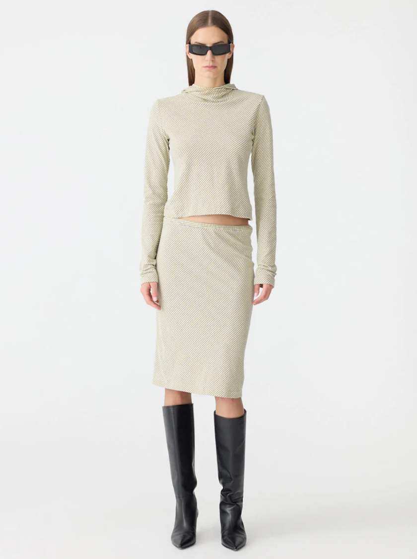 Bassike Bias Stripe Skirt - Yellow/Purple