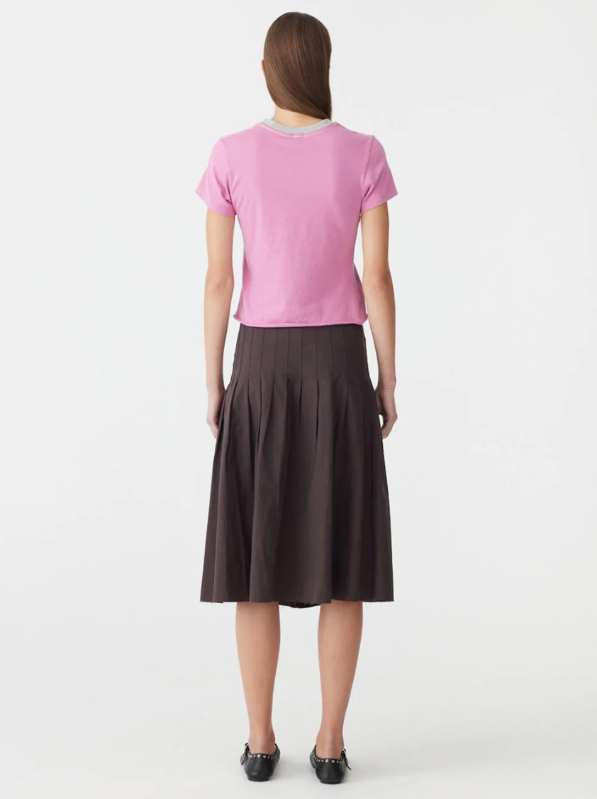 Bassike Contrast Raw Edge Baby T-Shirt - Boysenberry/Greymarl