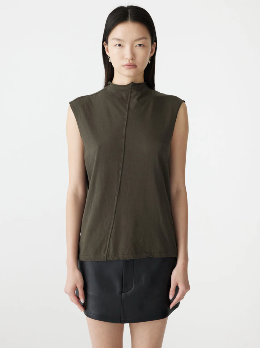 Bassike Slouch Raised Neck Tank - Ash