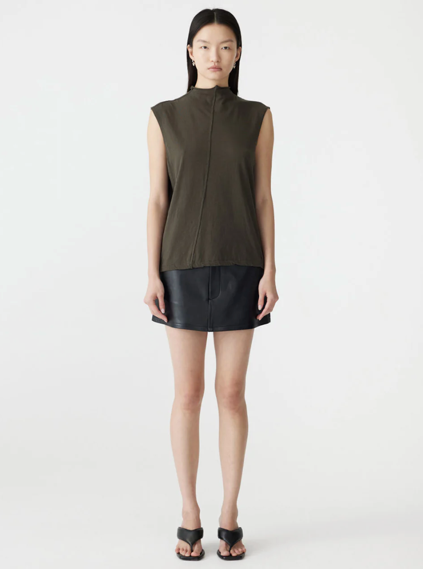 Bassike Slouch Raised Neck Tank - Ash