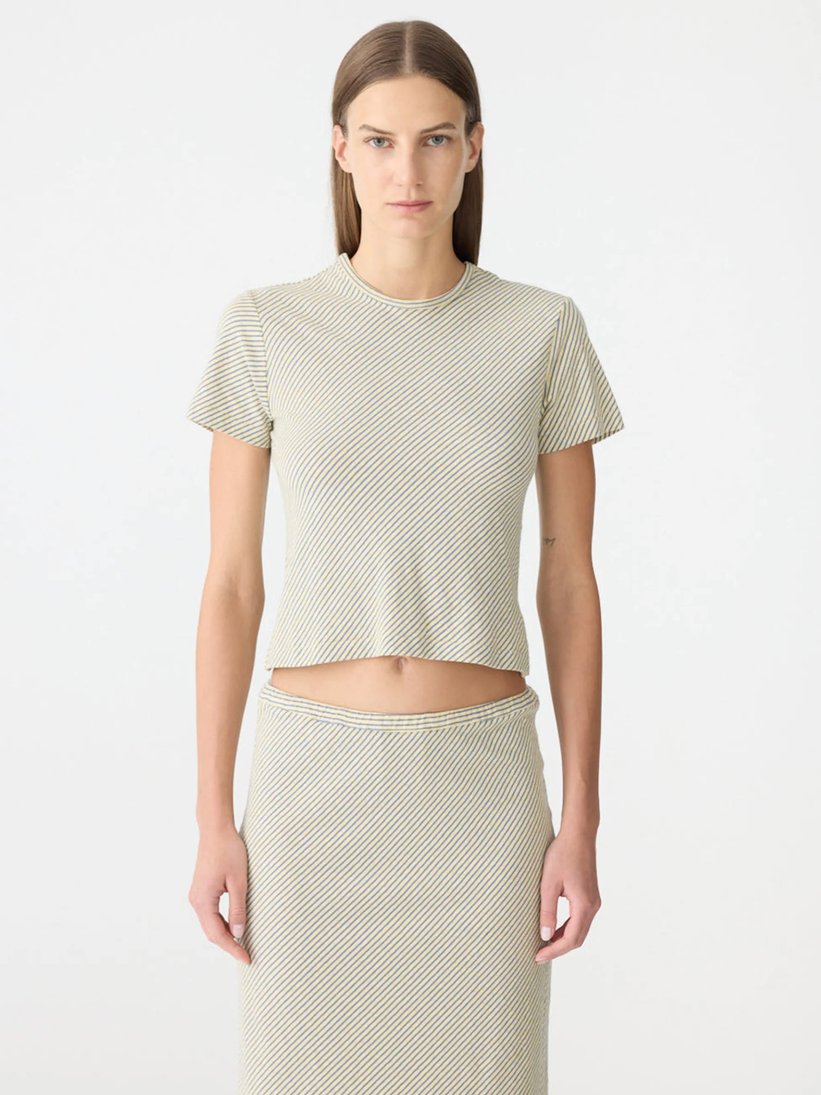 Bassike Bias Stripe Baby T-Shirt - Yellow/Purple