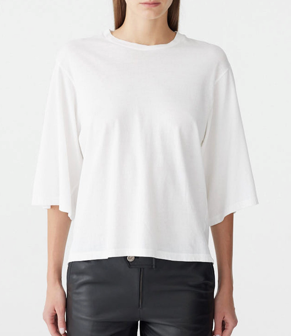 Bassike Boxy 3/4 Sleeve T-Shirt - White