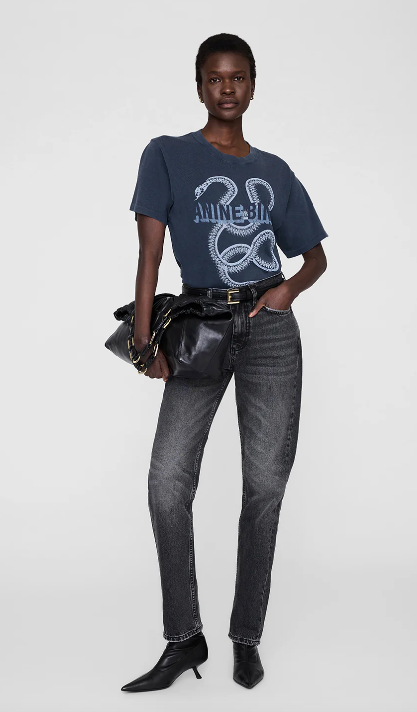 Anine Bing Lili Tee Snake - Washed Black