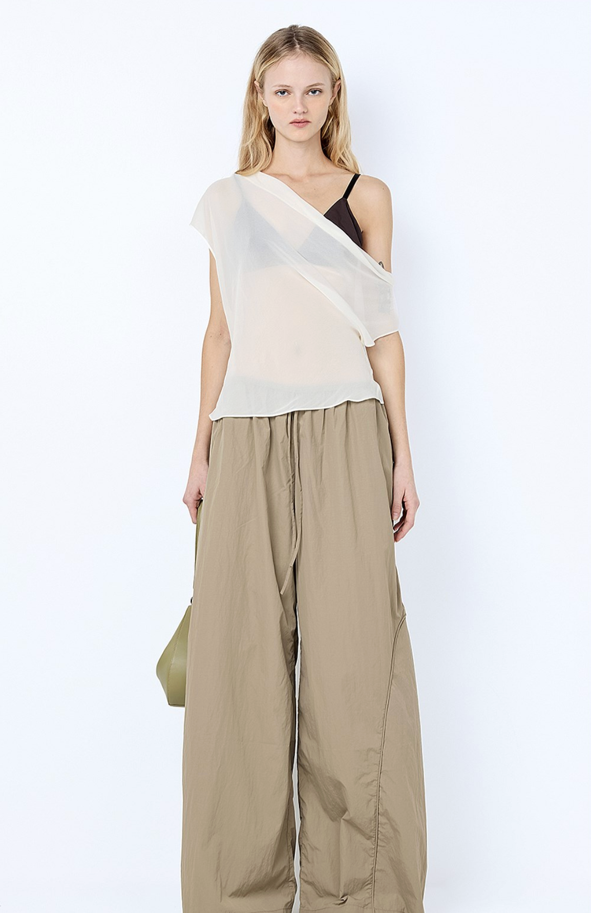 Bec and Bridge Eloise Layered Cowl Neck Top - Snow/Slate Grey
