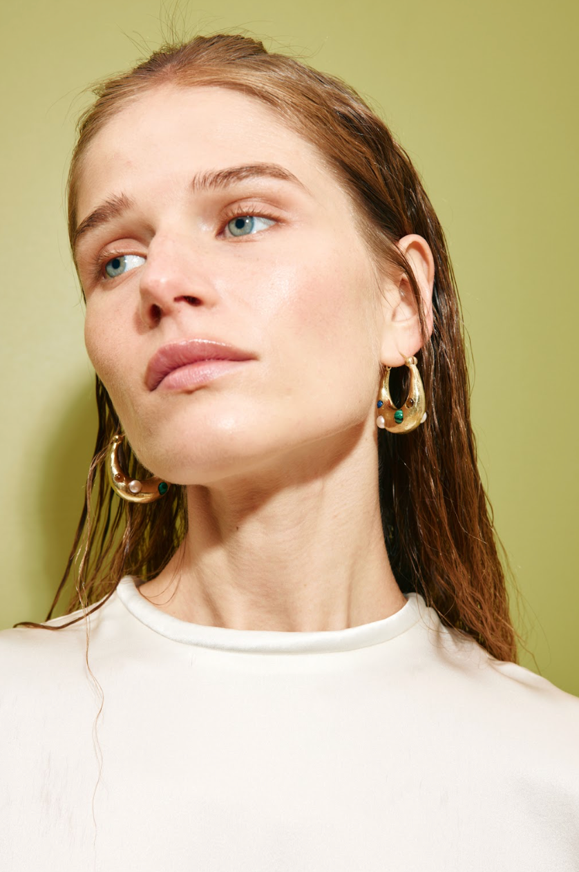 Alemais Jem Rainbow Stone Hoop Earrings