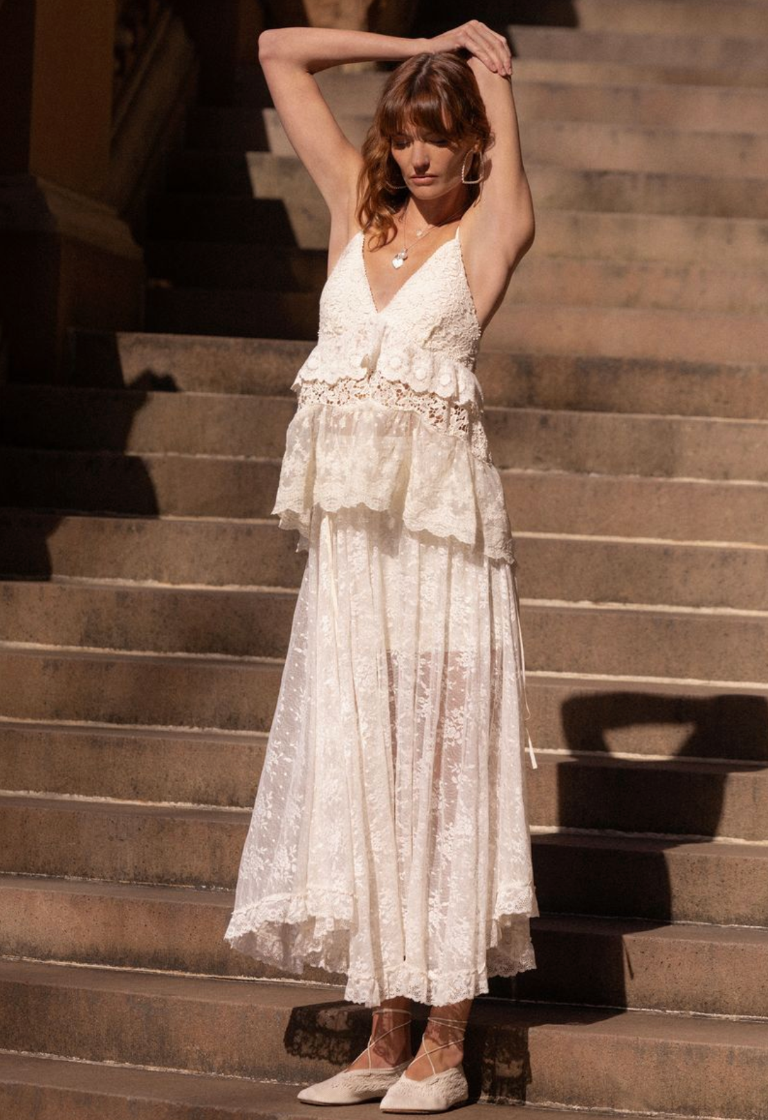 Spell Labyrinth Lace Maxi Skirt - Cloud Cream