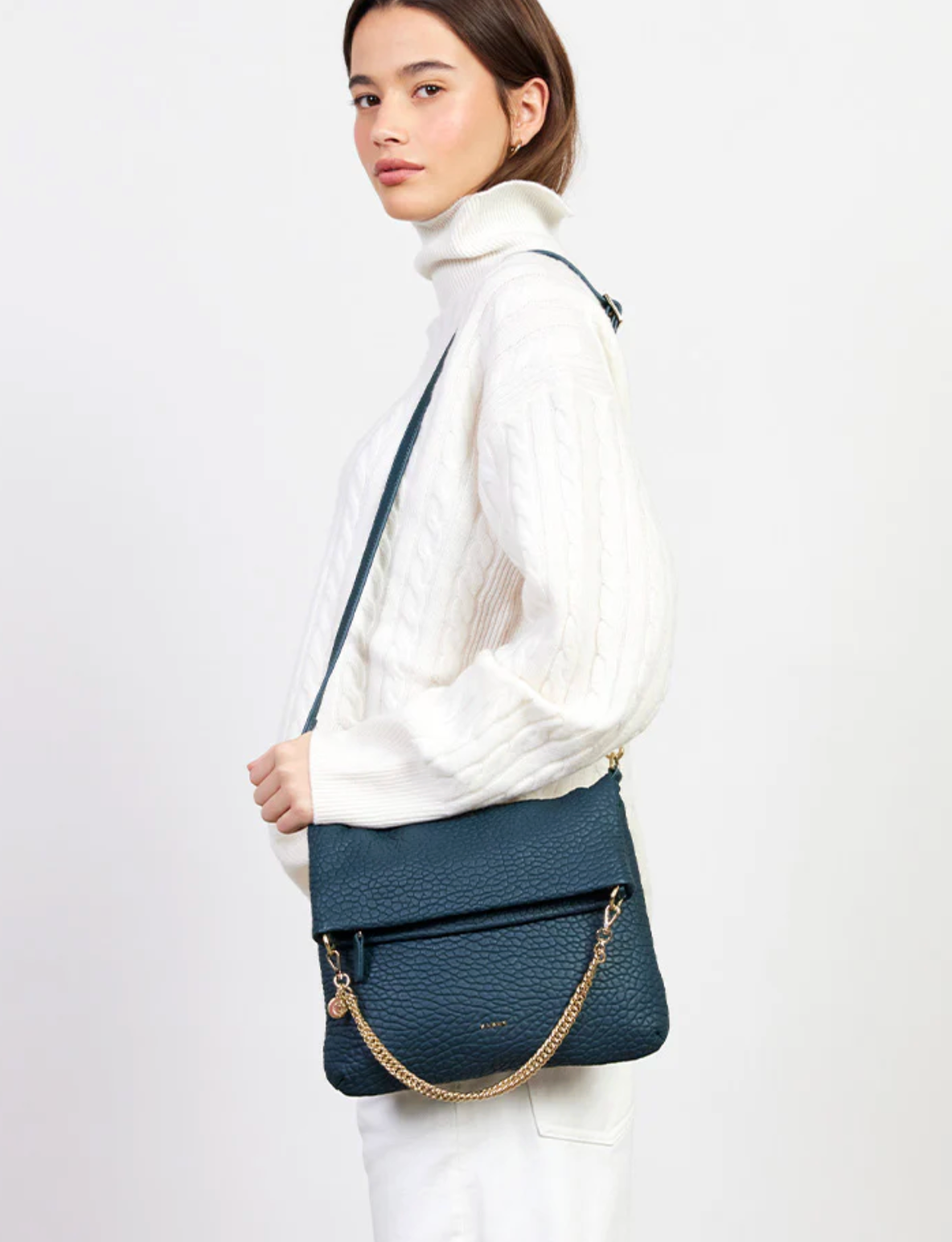 Saben Daria Shoulder Bag - Hunter Green Bubble