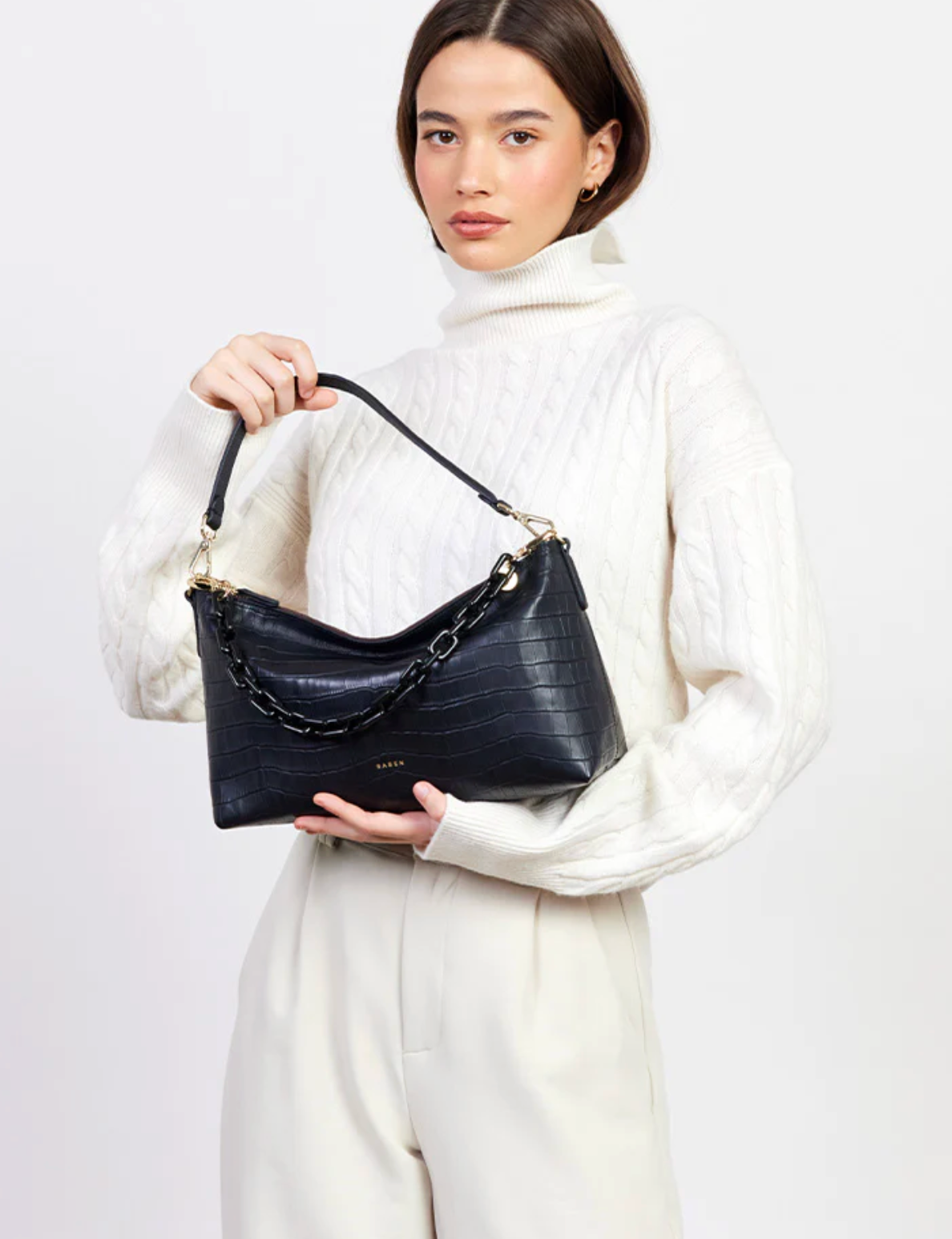 Saben Claudia Crossbody Bag - Black Croc