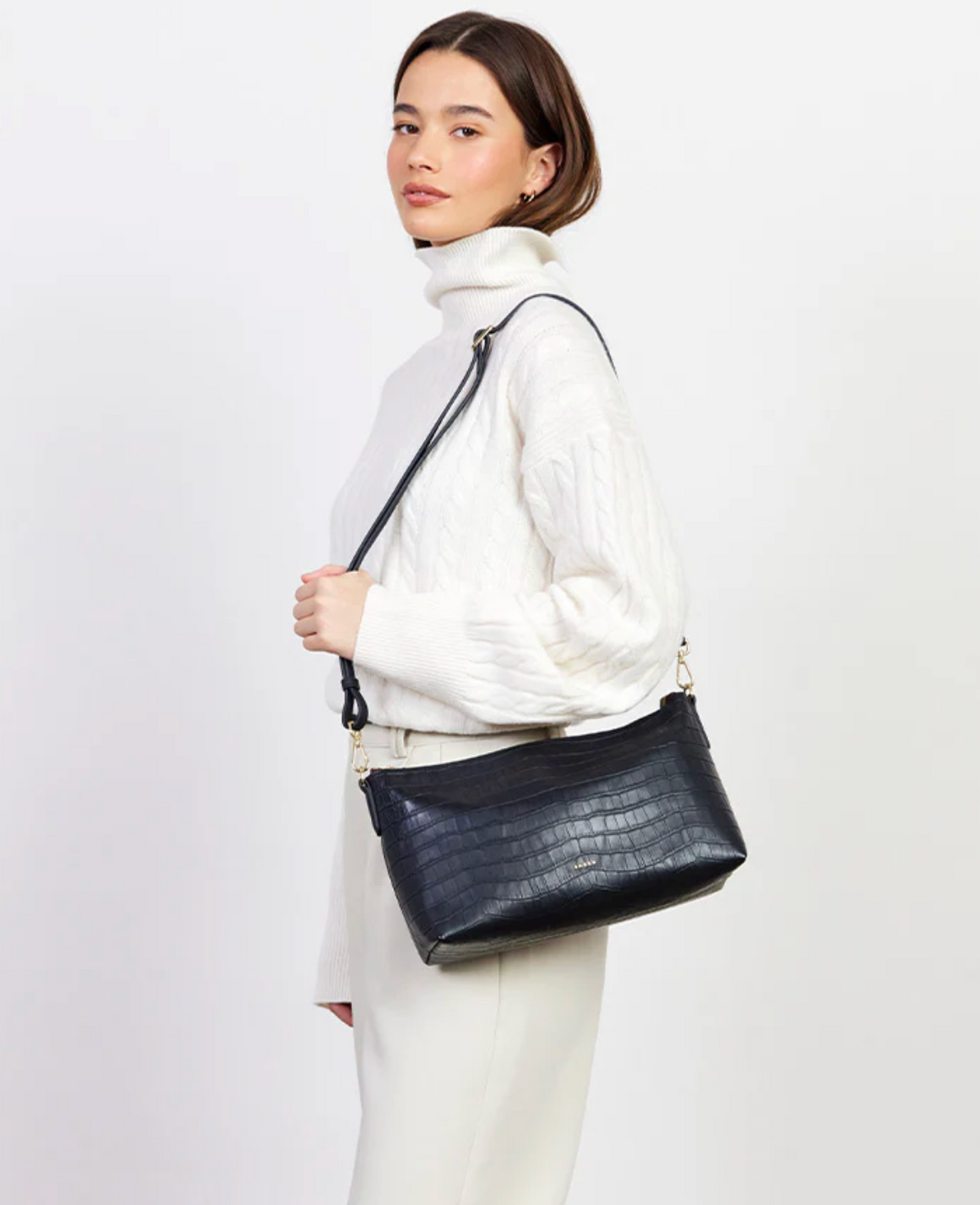 Saben Claudia Crossbody Bag - Black Croc