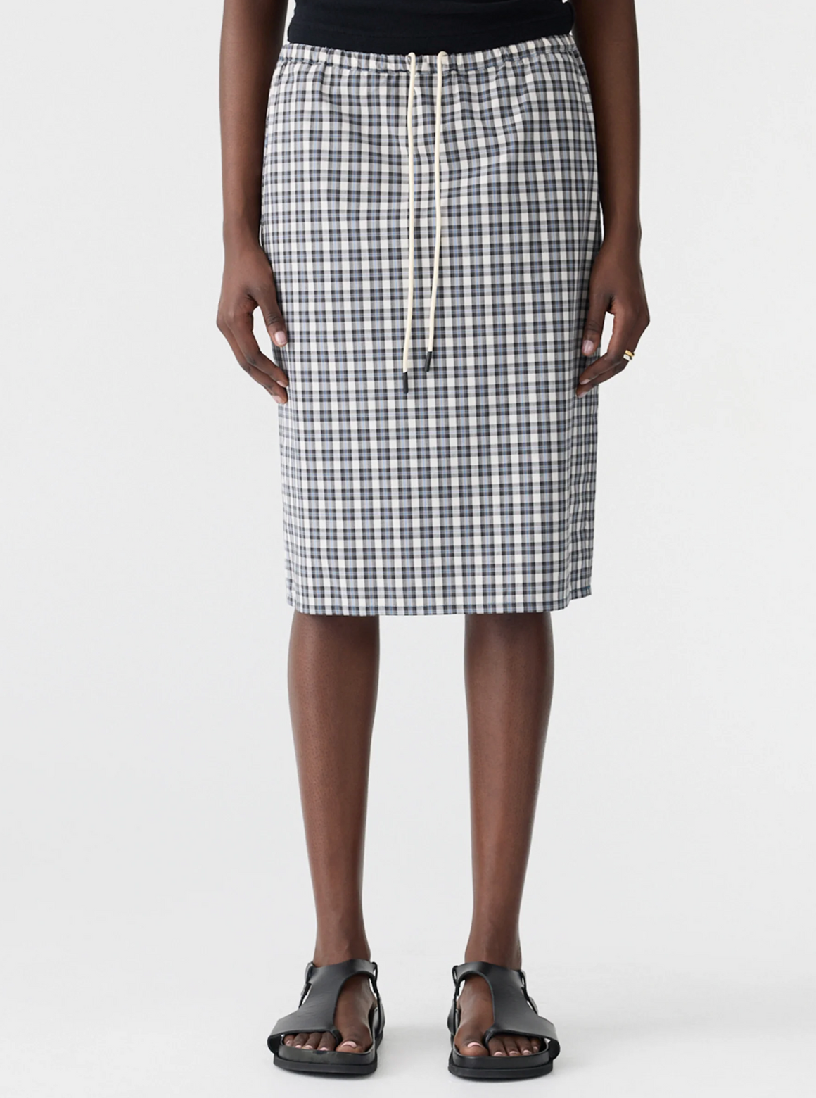 Bassike Check Pull On Skirt - Blue Check