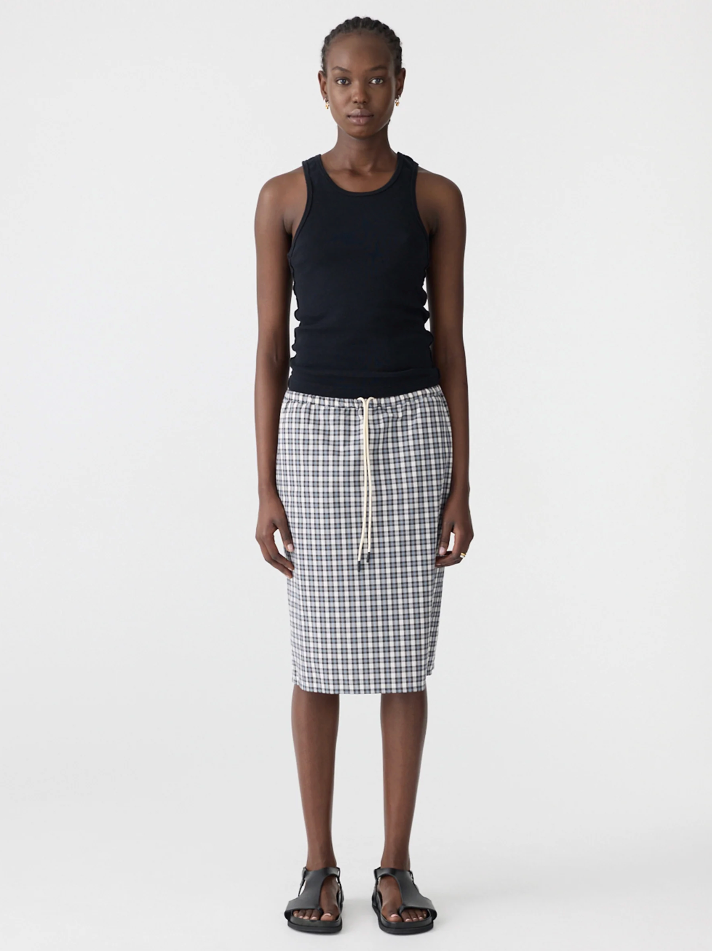 Bassike Check Pull On Skirt - Blue Check