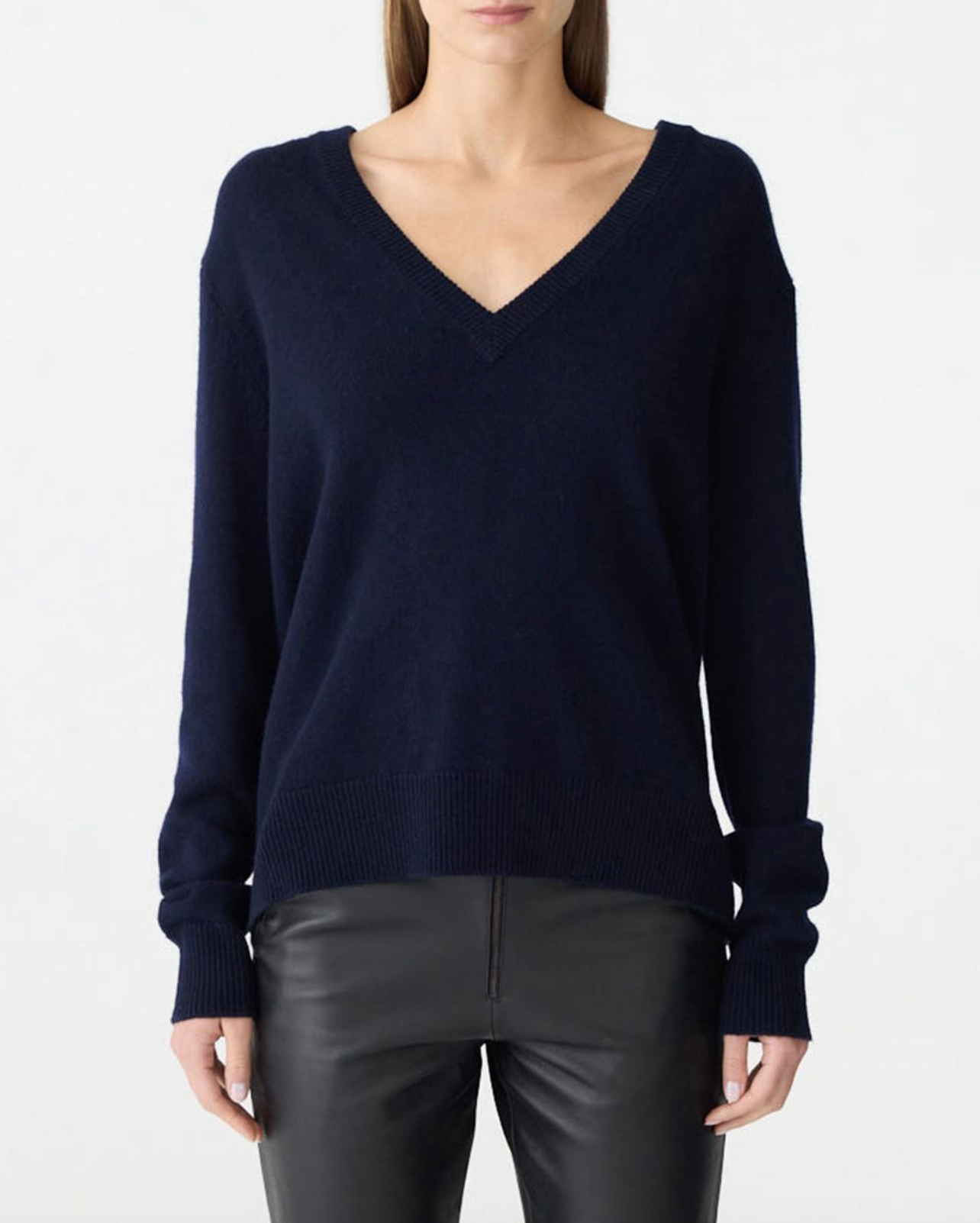 Bassike Low V-Neck Slouch Knit - Ink