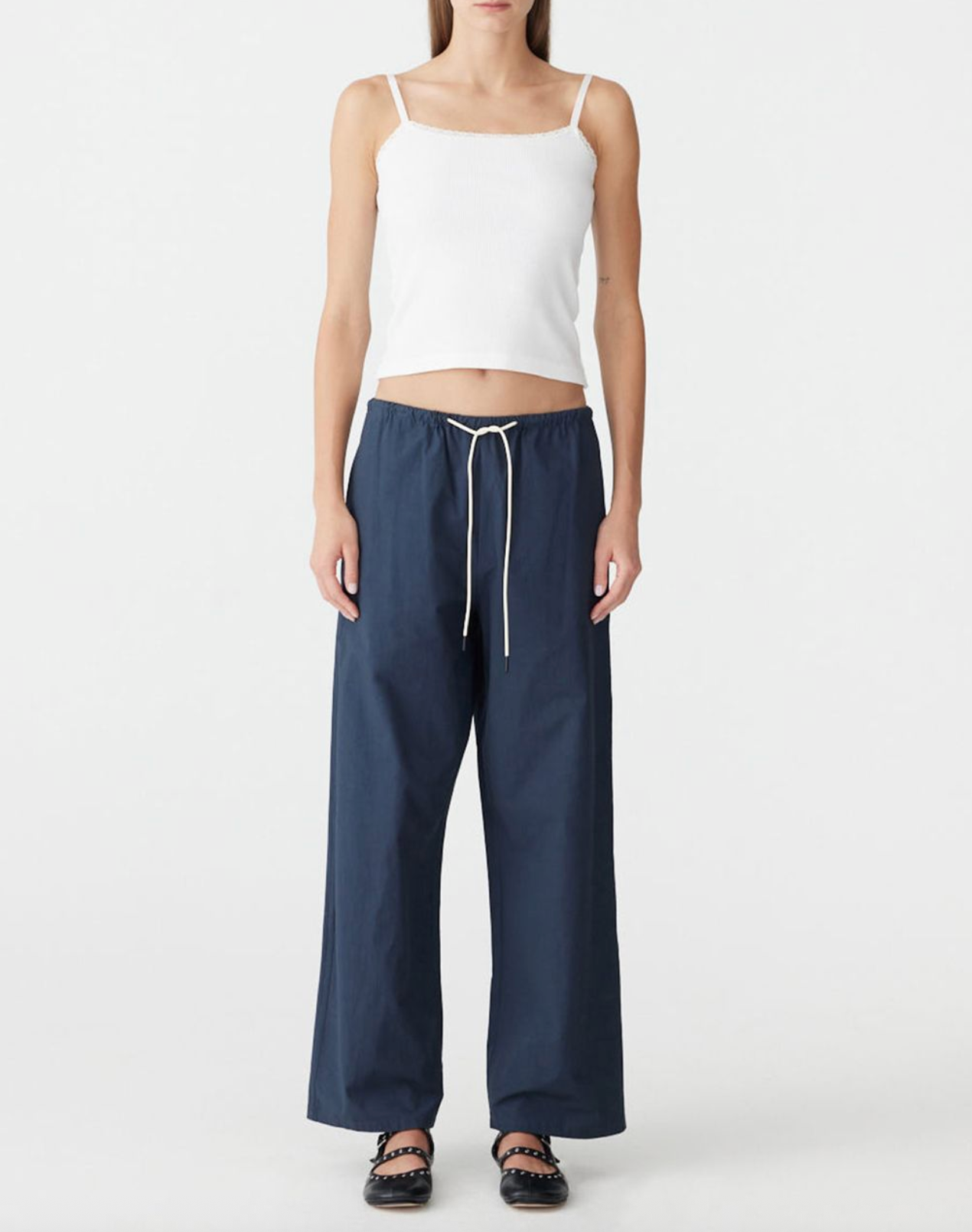 Bassike Crushed Cotton Minimal Pant - Ink