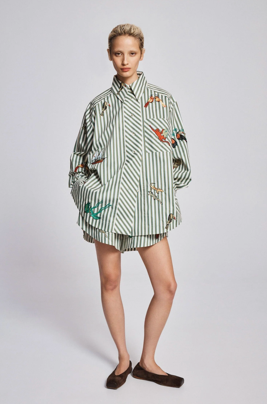 Alemais Bisou Embroidered Long Sleeve Shirt
