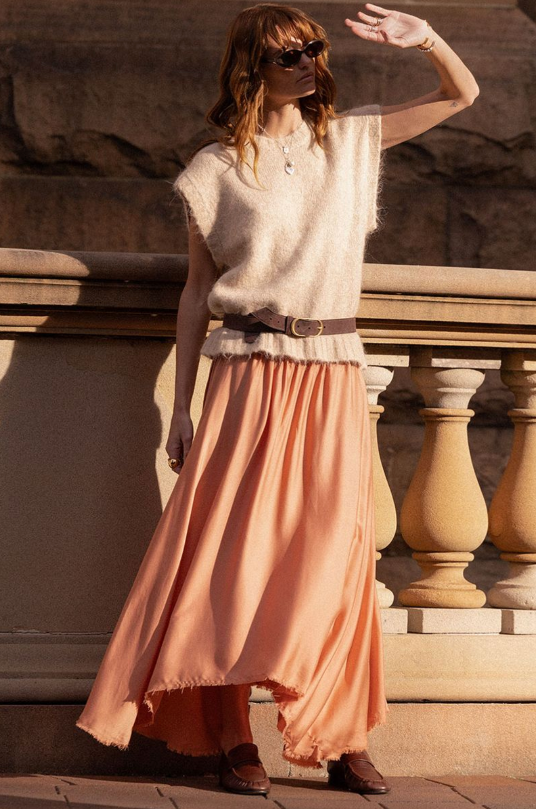 Spell Poison Peach Maxi Skirt - Rose