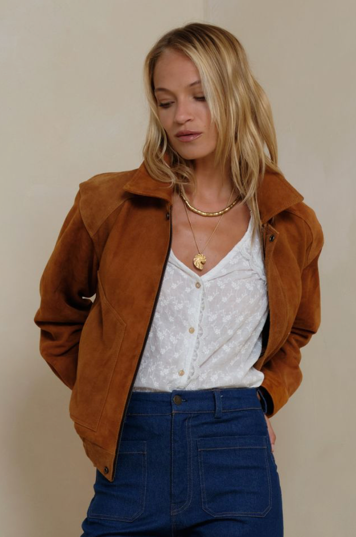 Lilya Zephyr Suede Jacket - Havana Cuba Suede