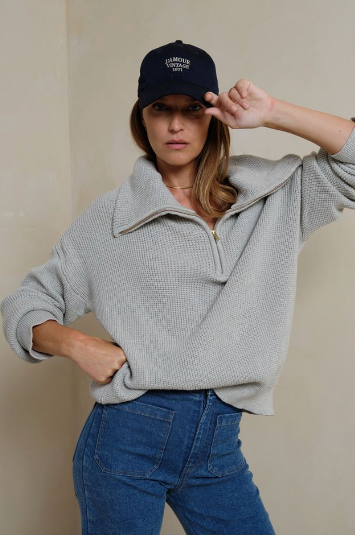 Lilya Lumina Zip Sweater - Pale Grey