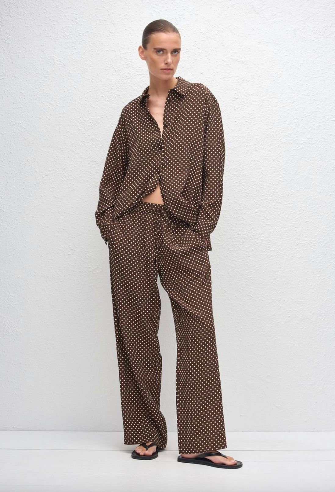 Matteau Drawstring Trouser - Polka Dot Chocolate
