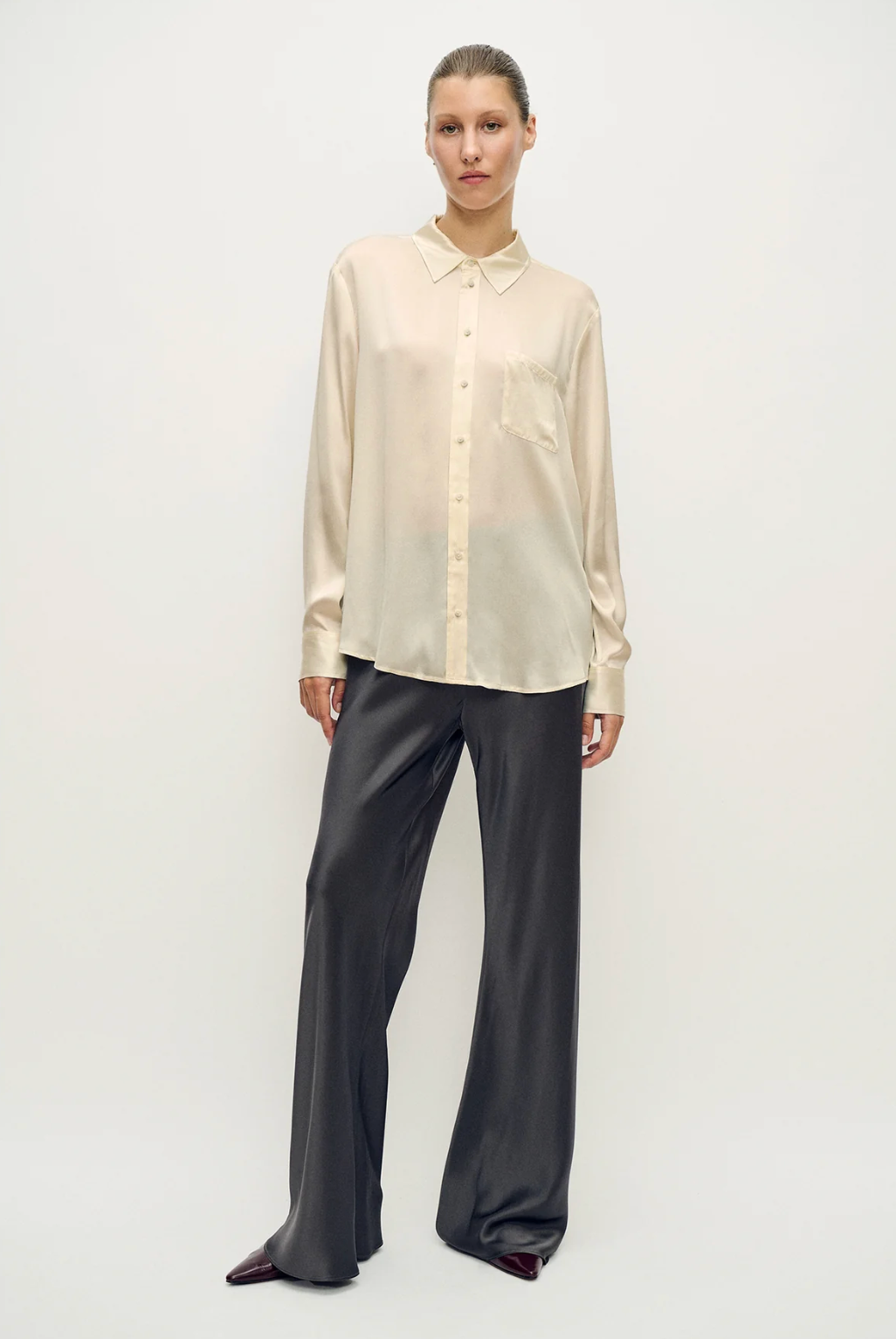 Silk Laundry Boyfriend Shirt - Hazelnut