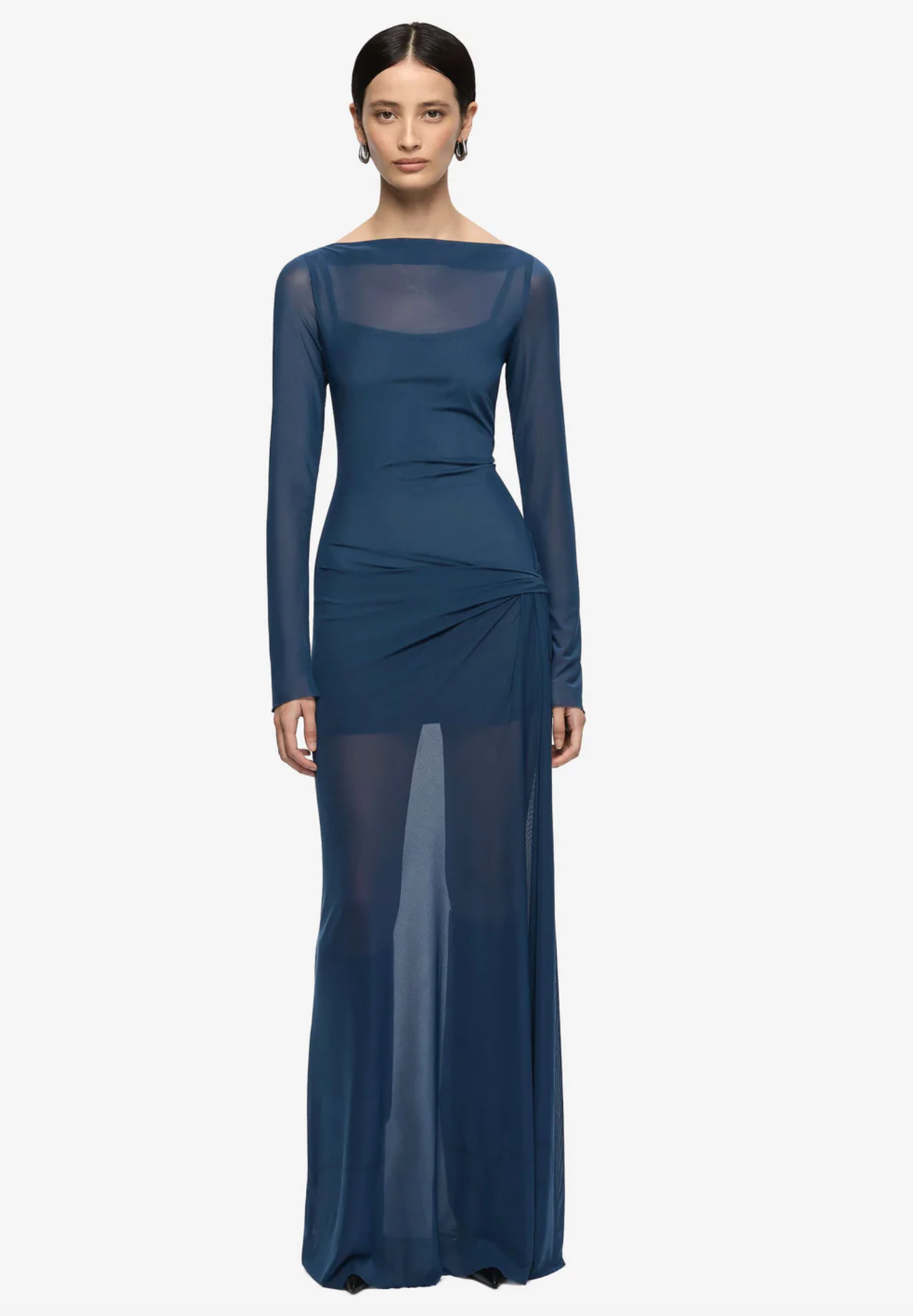 Bec and Bridge Marabou Long Sleeve Maxi Dress - Petrol