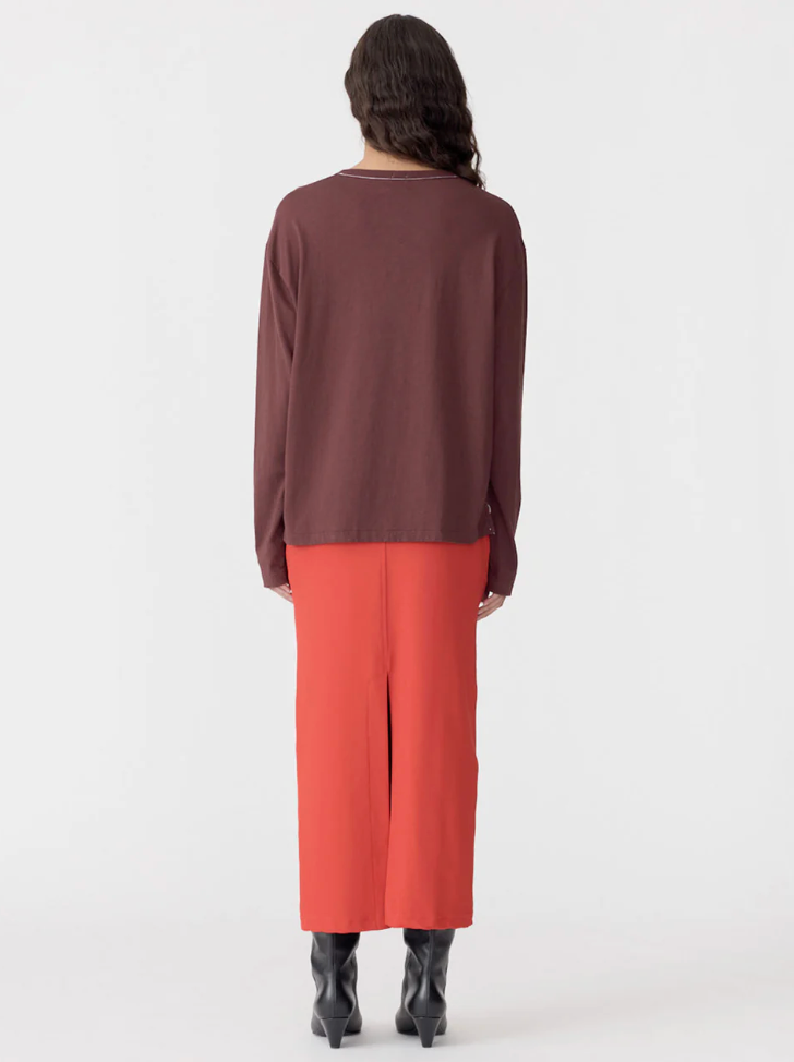 Bassike Boyfriend Heritage L/S T-Shirt - Cocoa