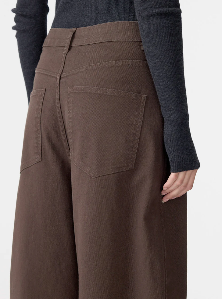 Bassike Cotton Twill Barrel Leg Pant - Chocolate Black