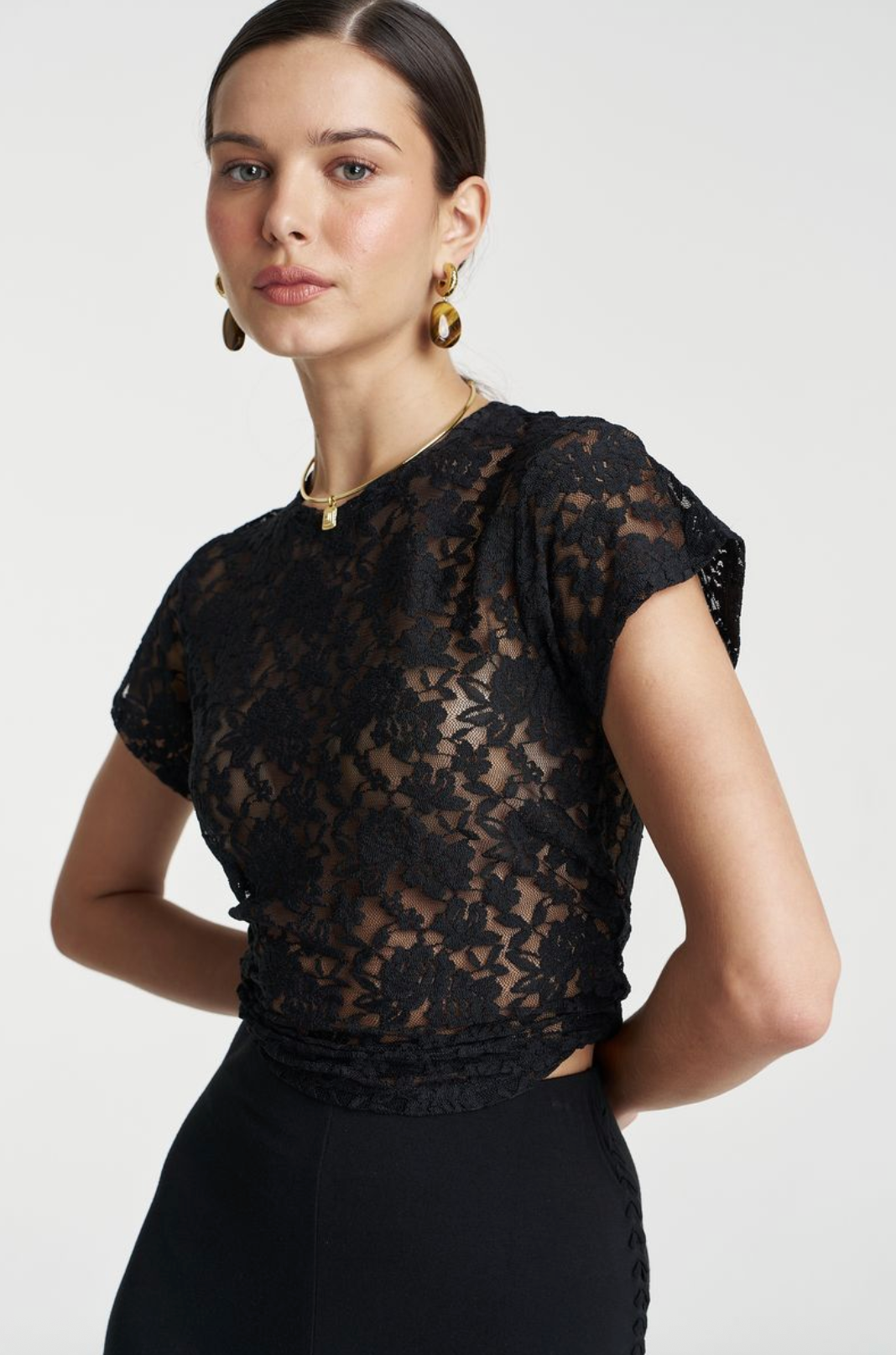 Summi Summi Lace Baby Doll Tee - Black