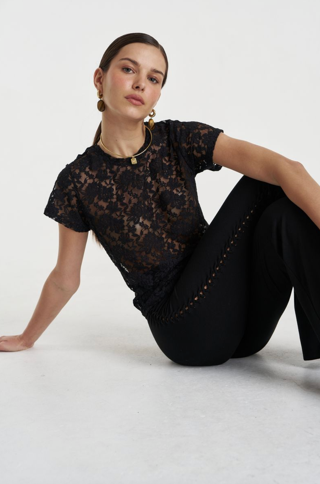 Summi Summi Lace Baby Doll Tee - Black