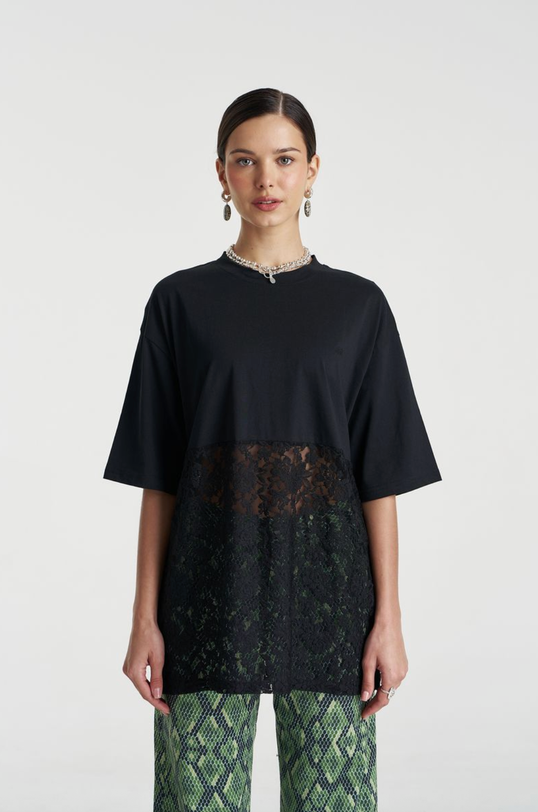 Summi Summi Lace Panel Tee - Black