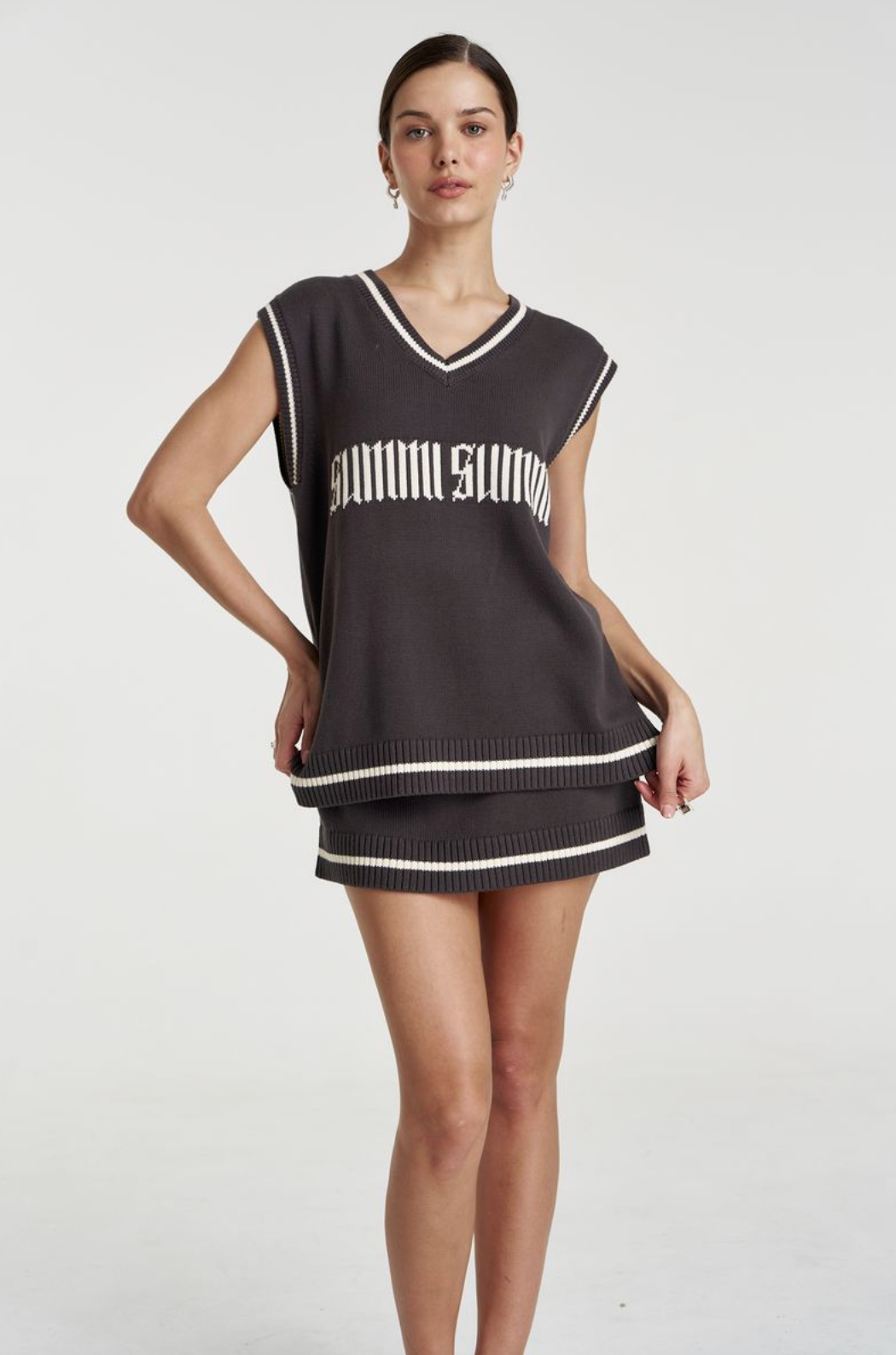 Summi Summi Knit Mini Skirt - Shadow