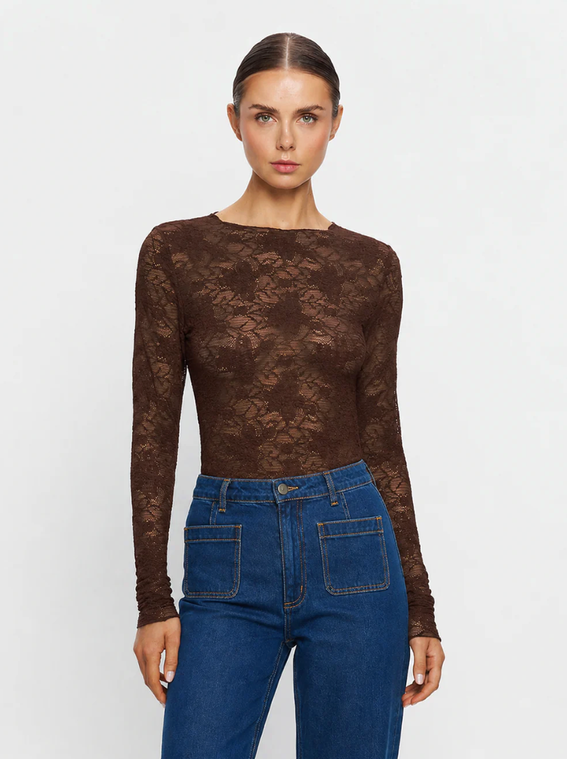 Kivari Victoria Lace Top - Chocolate