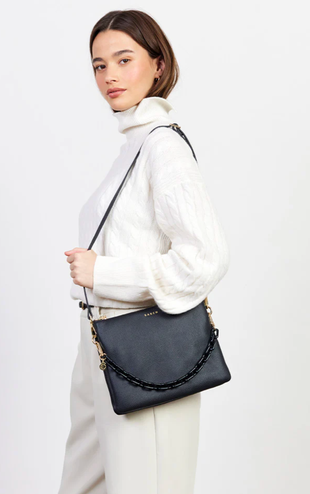 Saben Matilda Crossbody - Black + Tonal Chain