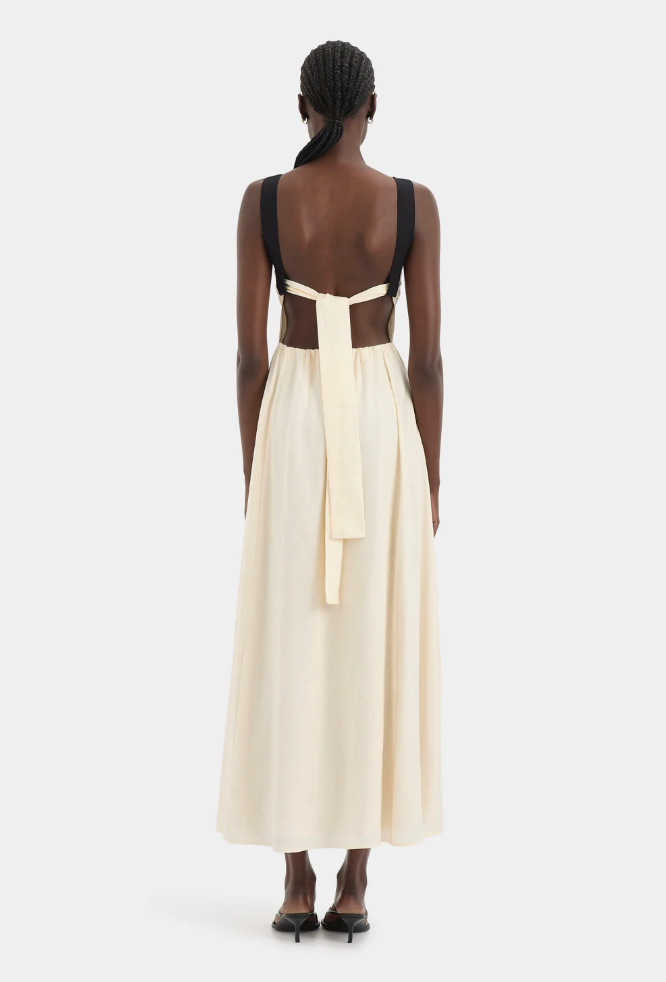 SIR. Lilia Ayla Tie Back Maxi Dress - Bone