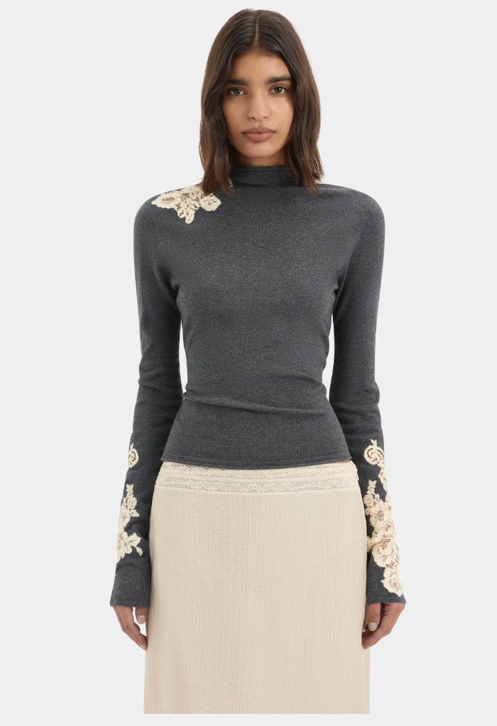 SIR. Saeli Long Sleeve Top - Grey Marle