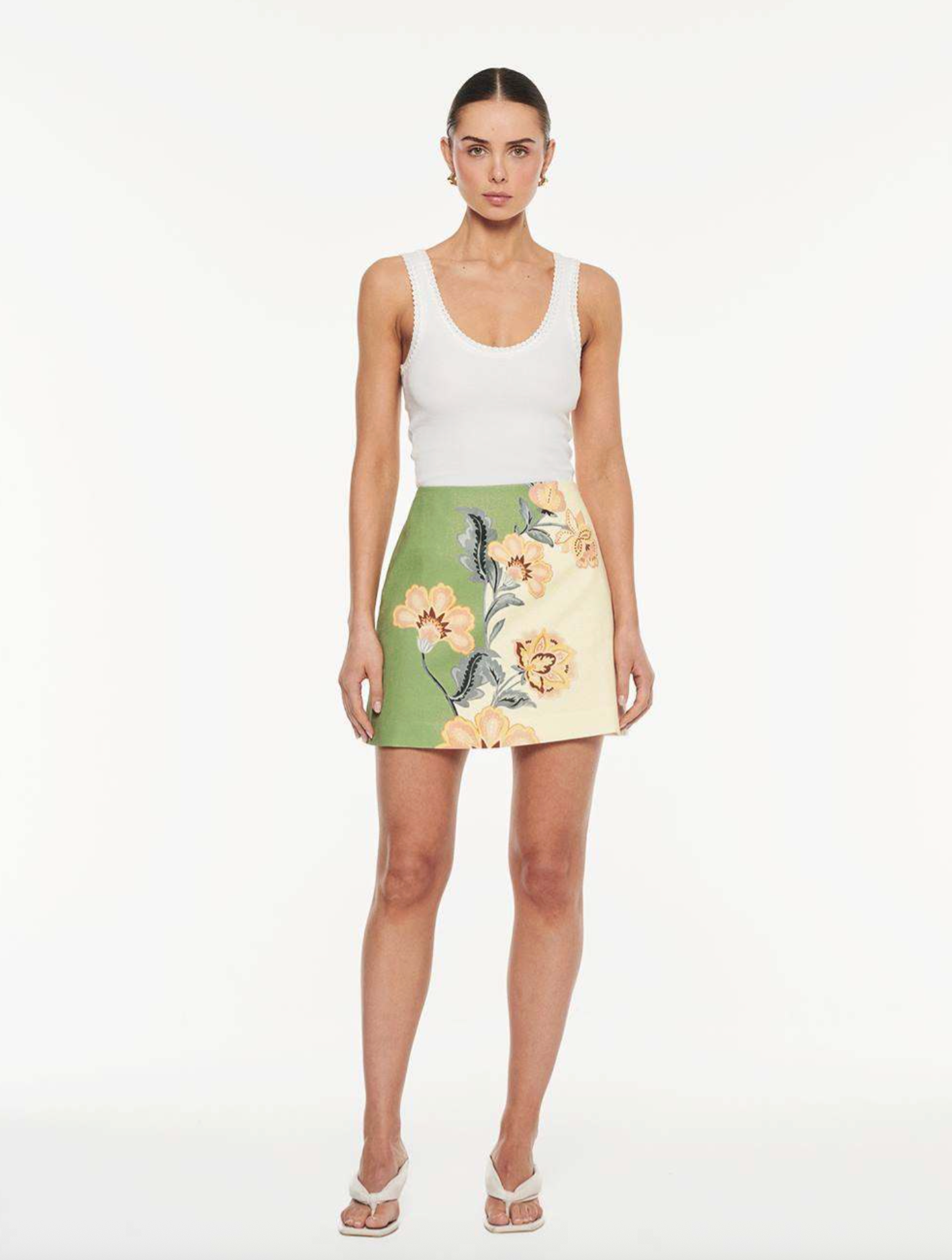 Kivari Lotti Mini Skirt - Green/Cream
