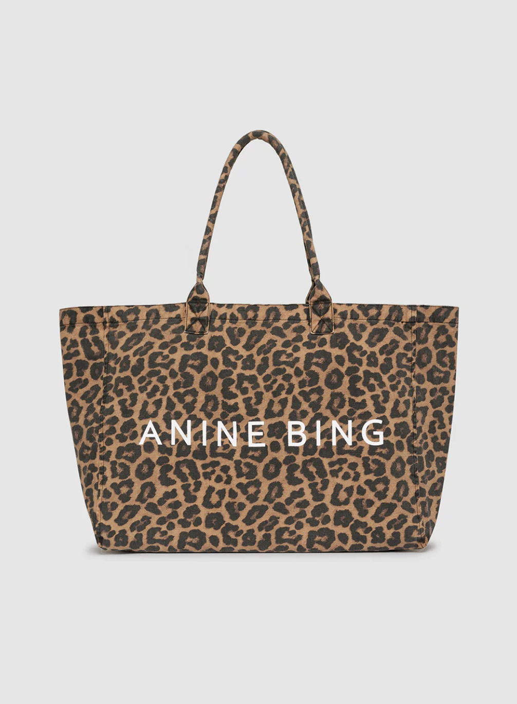 Anine Bing Leo Canvas Tote - Black and Brown Leopard