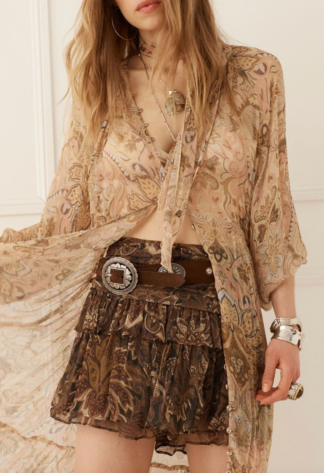Spell Damask Mini Skirt - Walnut Brown