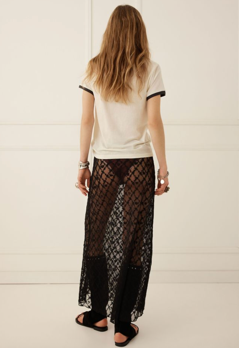 Spell Serpent Lace Maxi Skirt - Noir