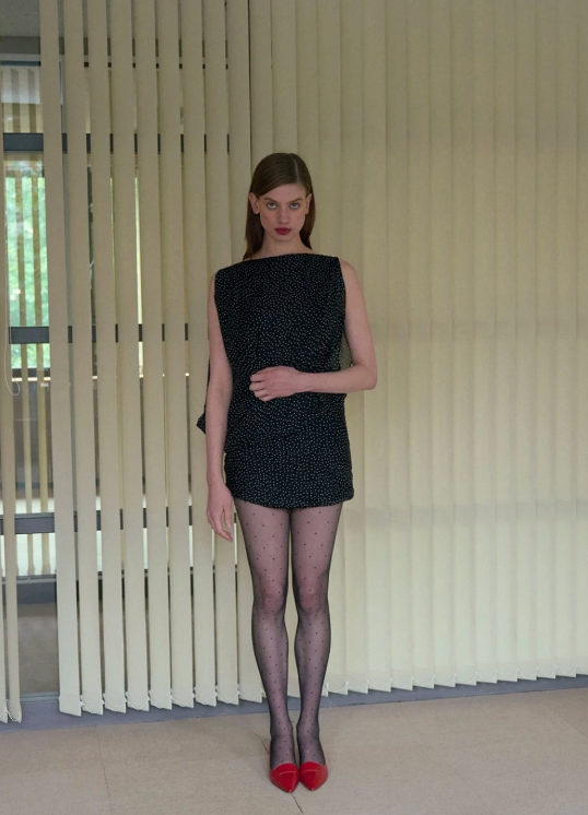SIR. Arisa Mini Dress - Polka Dot Nero