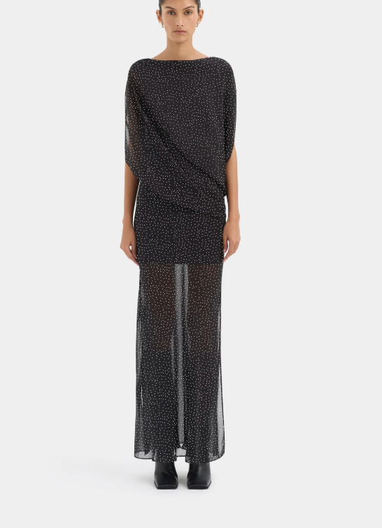 SIR. Arisa Maxi Dress - Polka Dot Nero