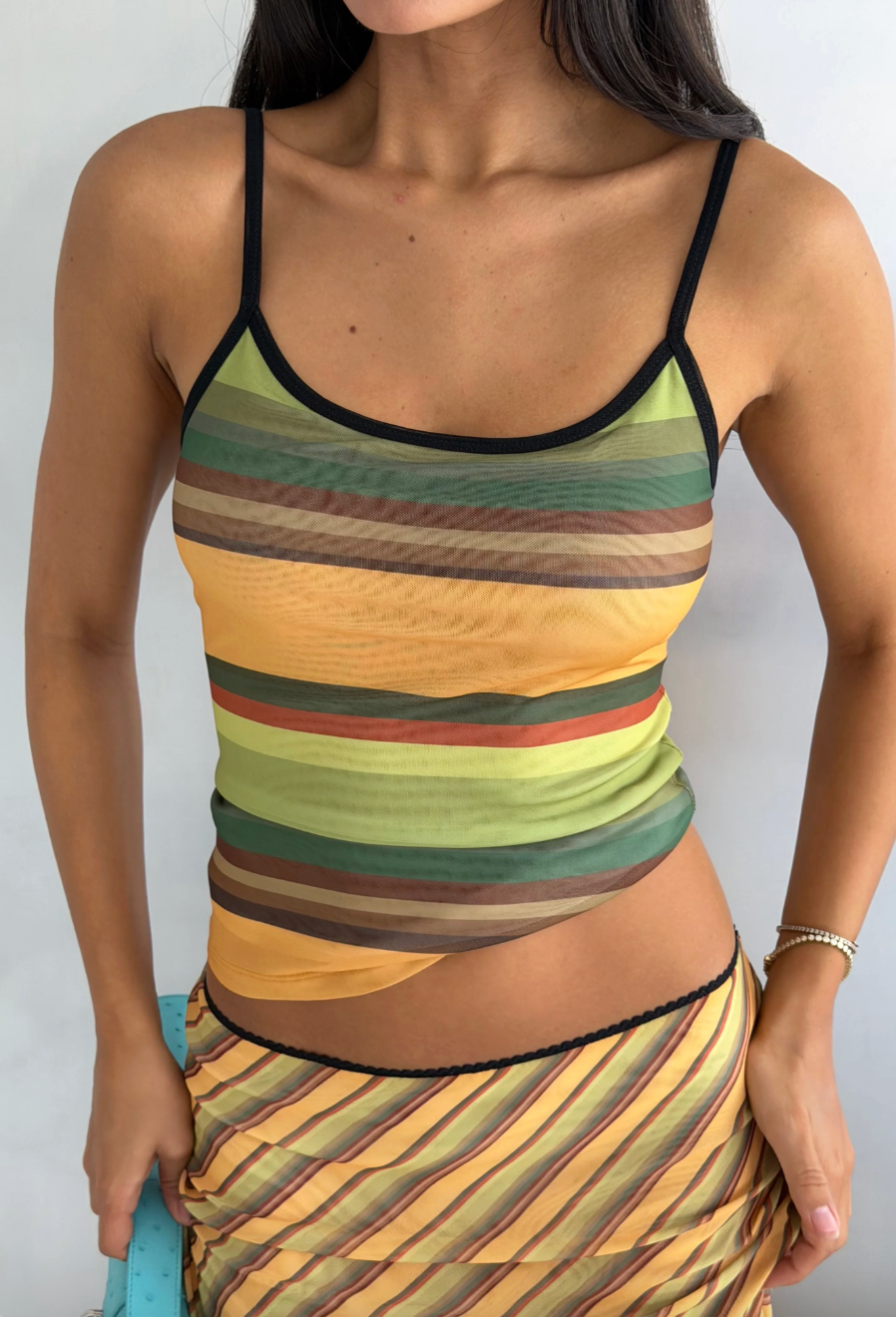 With Harper Lu Camisole - Mesh Gold Stripe