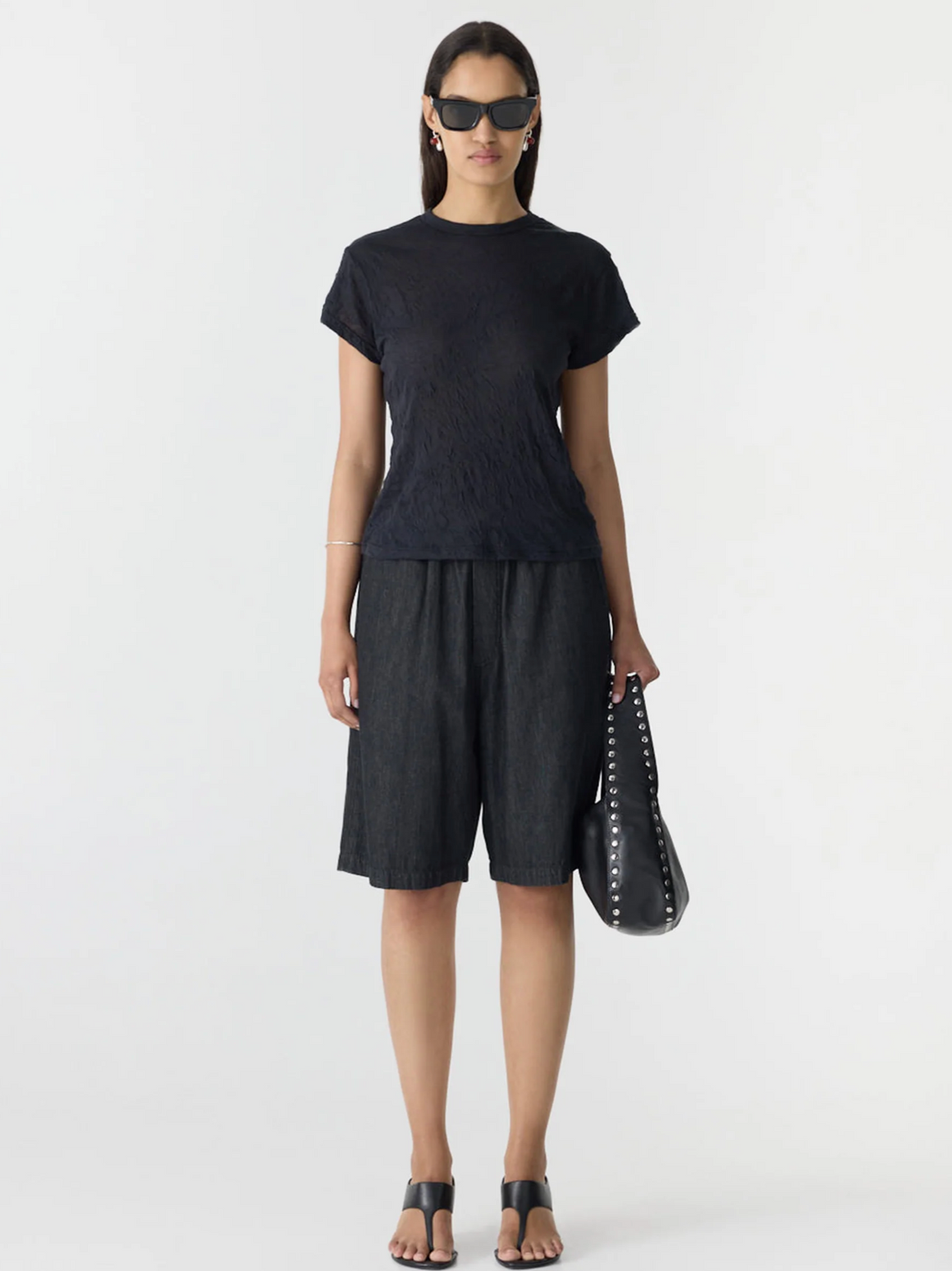 Bassike Minimal Chambray Pull On Short - Washed Black