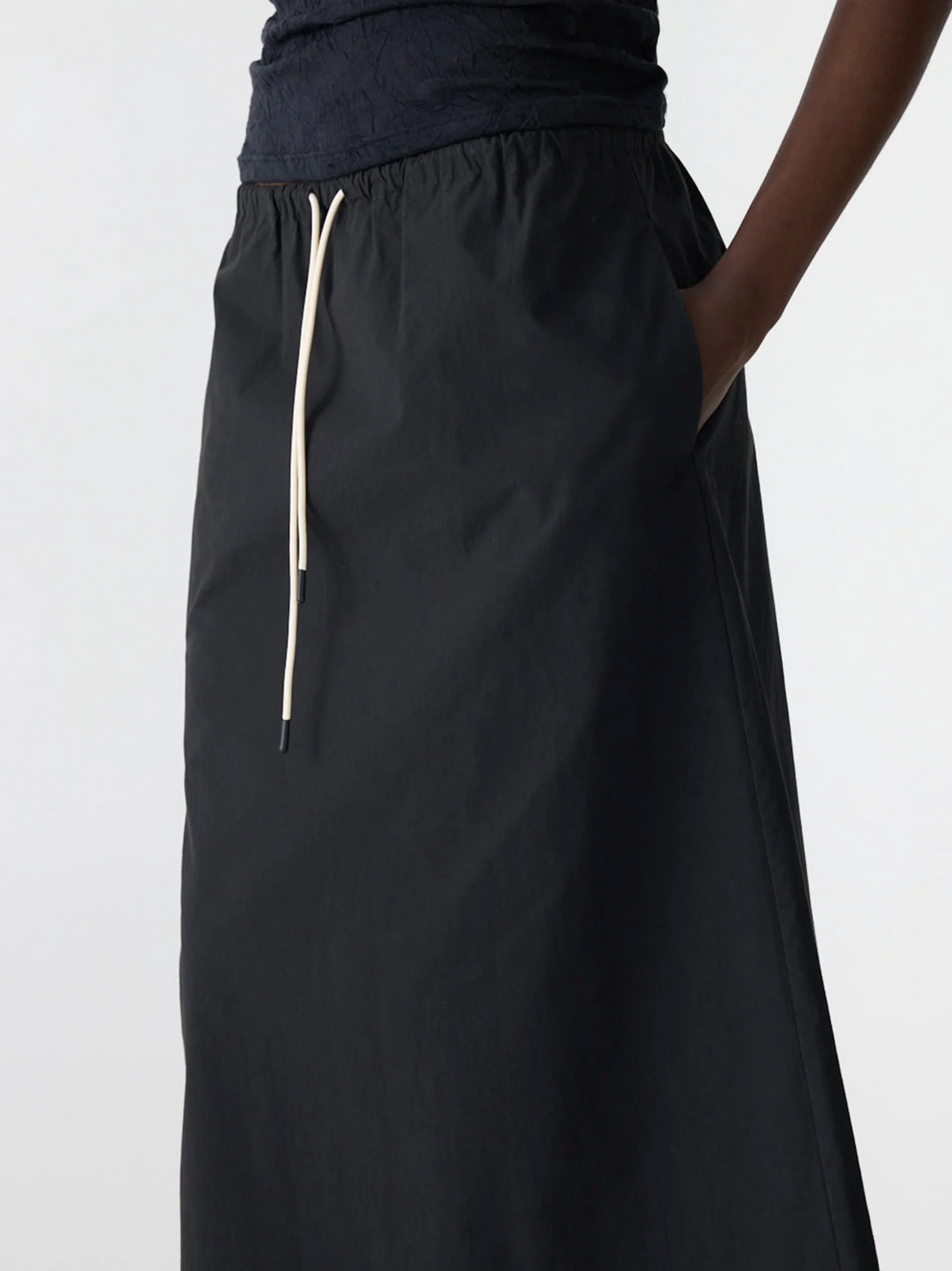 Bassike Crushed Cotton Minimal Skirt - Black