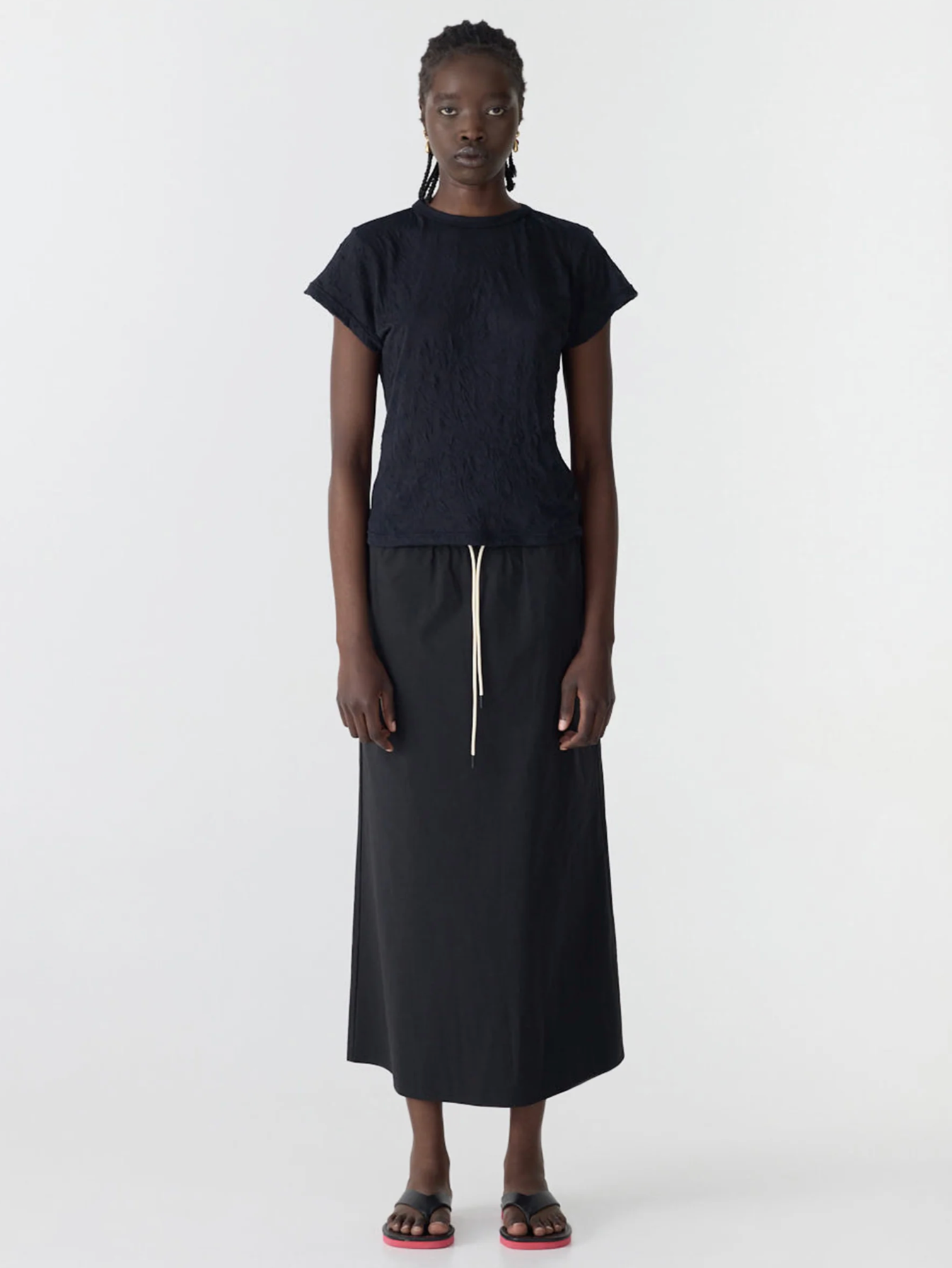 Bassike Crushed Cotton Minimal Skirt - Black