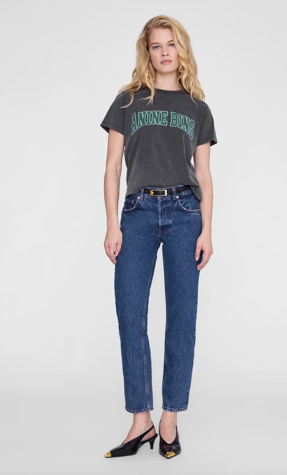 Anine Bing Shelley Tee - Washed Black